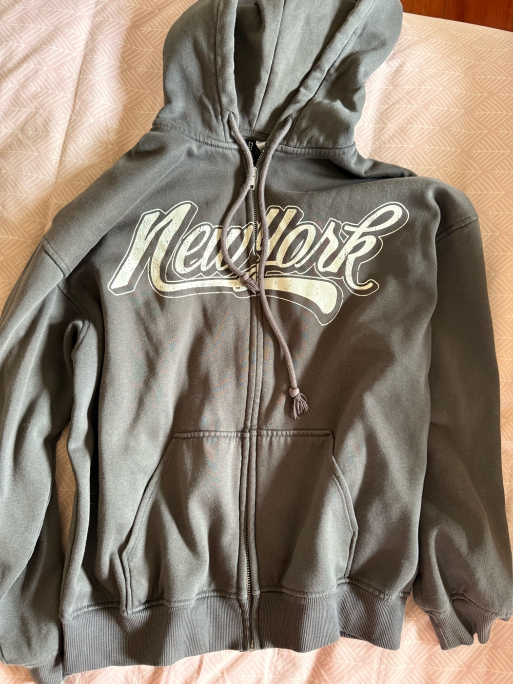 Black Zip-Up Hoodie with New York Logo